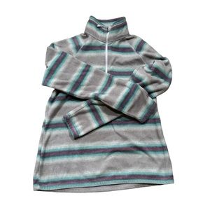 Eddie Bauer Gray Rainbow Striped 1/4 Zip Fleece Pullover Size Small Long Sleeve